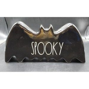 Rae Dunn SPOOKY Black Bat Halloween 2021 Ceramic Tabletop Halloween Decor